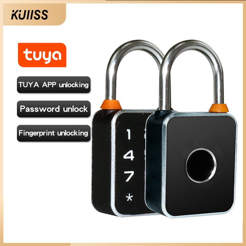 KUIISS Fingerprint Password Deadbolt Lock with Dual-Side Opening, Small Size, Outdoor Waterproof Graffiti Bluetooth Cabinet Anti-Theft Electronic Lock