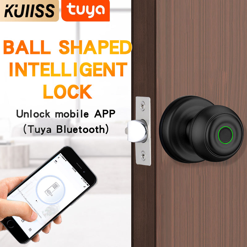 KUIISS graffiti tuya Bluetooth home wooden door fingerprint lock bedroom room door lock spherical lock office electronic lock intelligent door lock