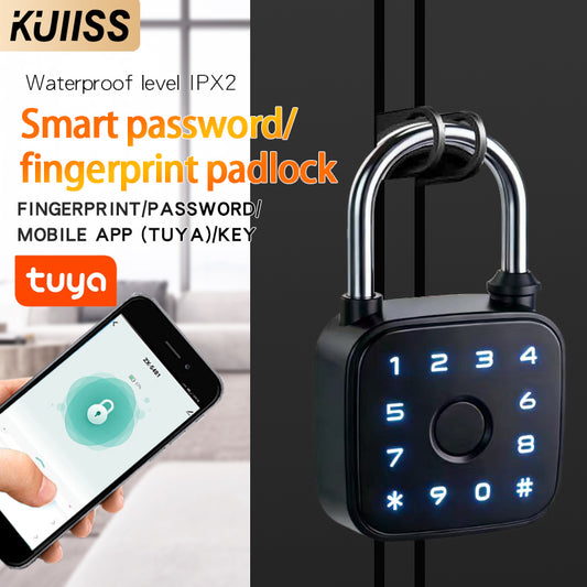 KUIISS intelligent fingerprint password padlock waterproof, rust proof, anti-theft cabinet dormitory door graffiti Bluetooth key lock