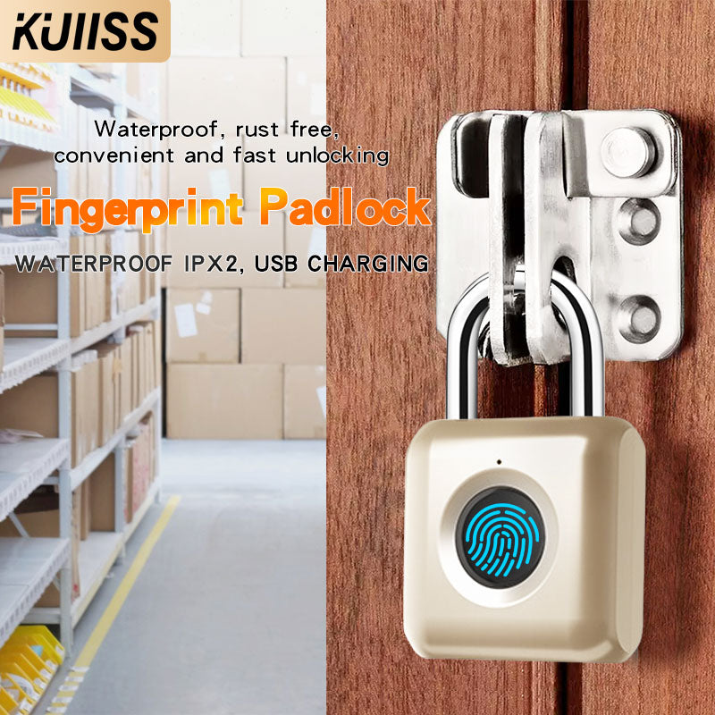 KUIISS intelligent fingerprint padlock waterproof anti-theft travel luggage storage cabinet door student dormitory drawer lock warehouse door lock