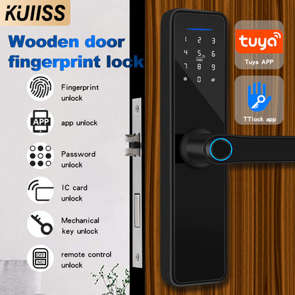 KUIISS Indoor Door Fingerprint Password Lock Home Office Apartment Homestay Hotel Wooden Door Split Graffiti Smart Lock