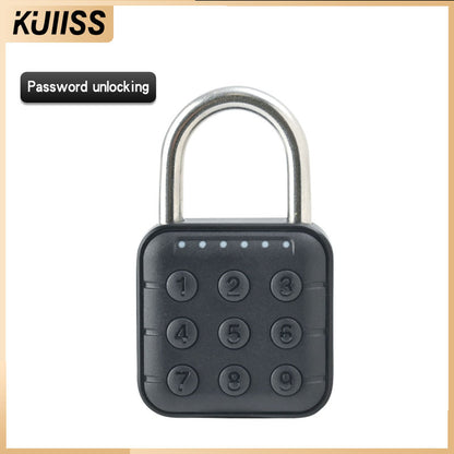 KUIISS Smart Fingerprint Password Button Household Waterproof Padlock Graffiti Student Dormitory Drawer Lock Warehouse Garage Door Lock