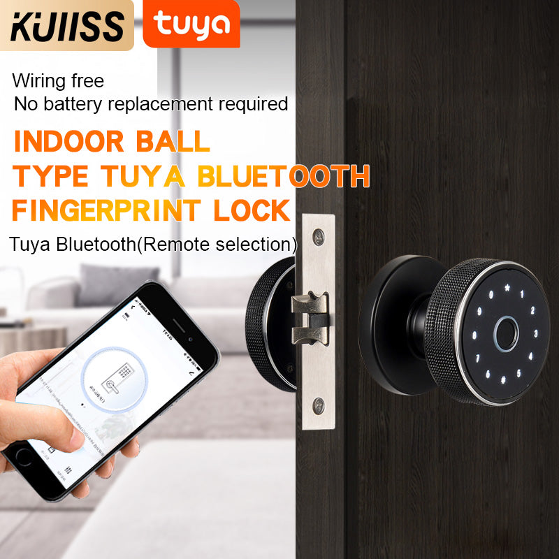 KUIISS Indoor Wooden Door Fingerprint Password Lock Graffiti Bluetooth Home Office Apartment Homestay Hotel Single Tongue Smart Lock Mobile App No Wiring No Battery Replacement