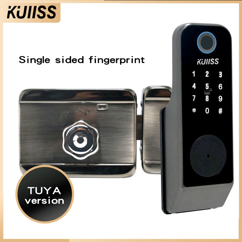 KUIISS double-sided cow head lock, external door lock, iron door, stainless steel door, anti-theft door, hollow door, wiring free fingerprint lock