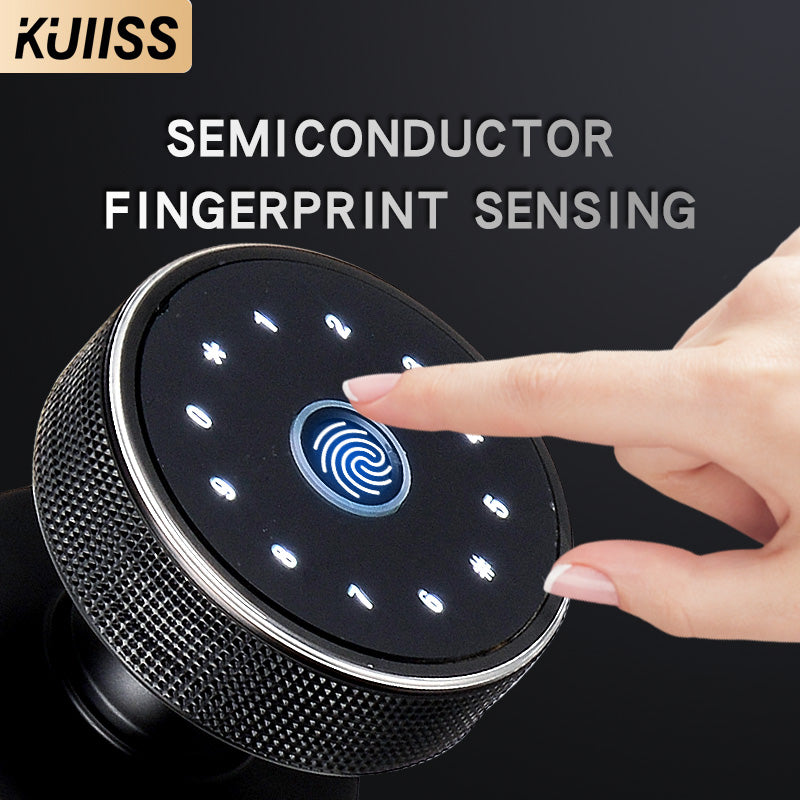 KUIISS Indoor Wooden Door Fingerprint Password Lock Graffiti Bluetooth Home Office Apartment Homestay Hotel Single Tongue Smart Lock Mobile App No Wiring No Battery Replacement