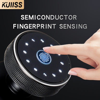 KUIISS Indoor Wooden Door Fingerprint Password Lock Graffiti Bluetooth Home Office Apartment Homestay Hotel Single Tongue Smart Lock Mobile App No Wiring No Battery Replacement