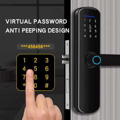 KUIISS Indoor Door Fingerprint Password Lock Home Office Apartment Homestay Hotel Wooden Door Split Graffiti Smart Lock