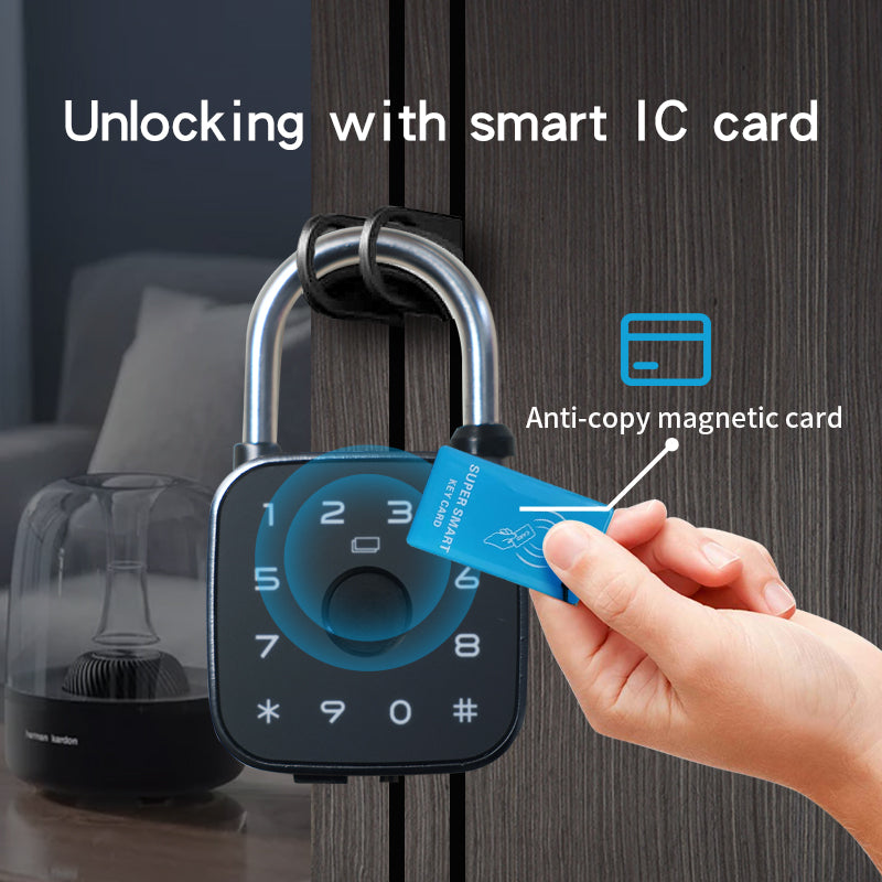 KUIISS intelligent fingerprint password padlock waterproof, rust proof, anti-theft cabinet dormitory door graffiti Bluetooth key lock