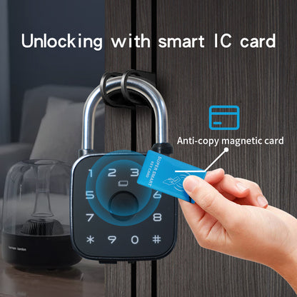 KUIISS intelligent fingerprint password padlock waterproof, rust proof, anti-theft cabinet dormitory door graffiti Bluetooth key lock