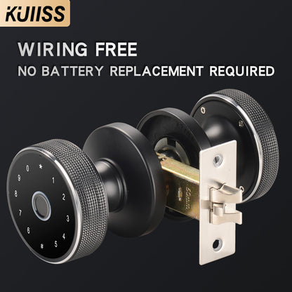 KUIISS Indoor Wooden Door Fingerprint Password Lock Graffiti Bluetooth Home Office Apartment Homestay Hotel Single Tongue Smart Lock Mobile App No Wiring No Battery Replacement