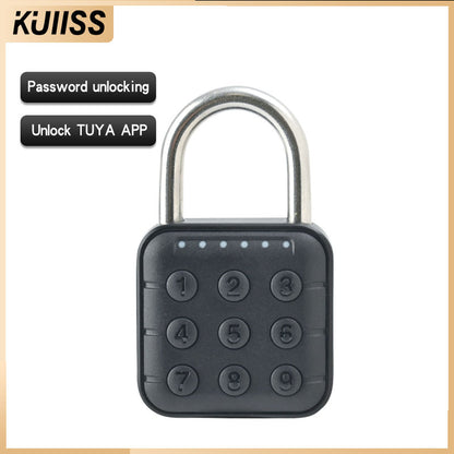 KUIISS Smart Fingerprint Password Button Household Waterproof Padlock Graffiti Student Dormitory Drawer Lock Warehouse Garage Door Lock