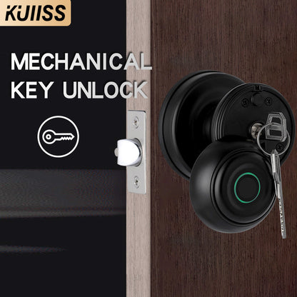 KUIISS graffiti tuya Bluetooth home wooden door fingerprint lock bedroom room door lock spherical lock office electronic lock intelligent door lock