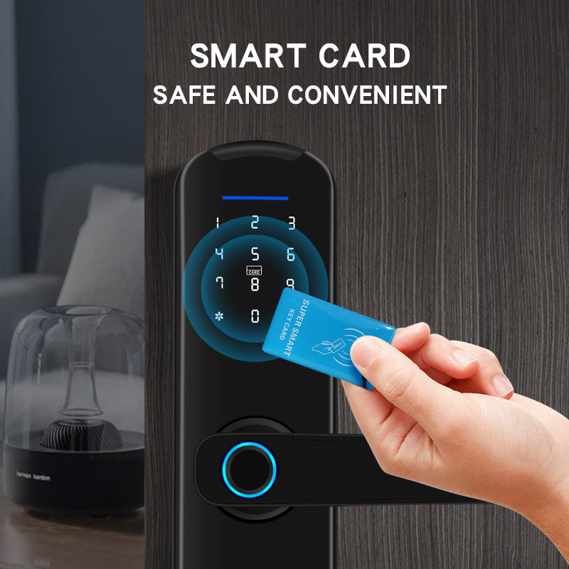 KUIISS Indoor Door Fingerprint Password Lock Home Office Apartment Homestay Hotel Wooden Door Split Graffiti Smart Lock