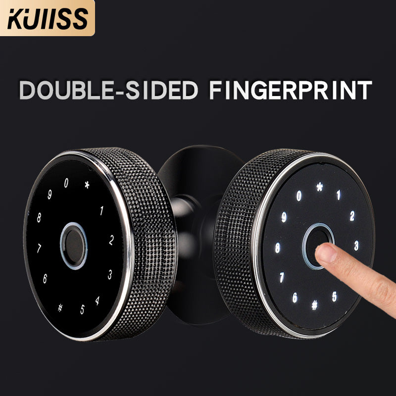 KUIISS Indoor Wooden Door Fingerprint Password Lock Graffiti Bluetooth Home Office Apartment Homestay Hotel Single Tongue Smart Lock Mobile App No Wiring No Battery Replacement