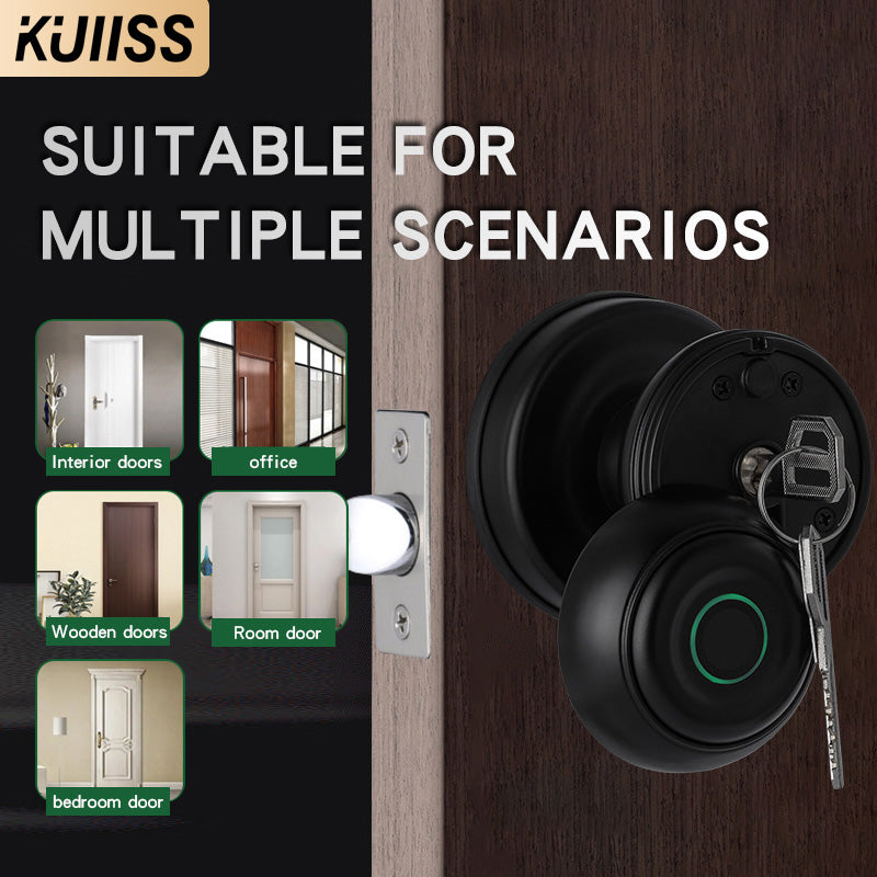 KUIISS graffiti tuya Bluetooth home wooden door fingerprint lock bedroom room door lock spherical lock office electronic lock intelligent door lock