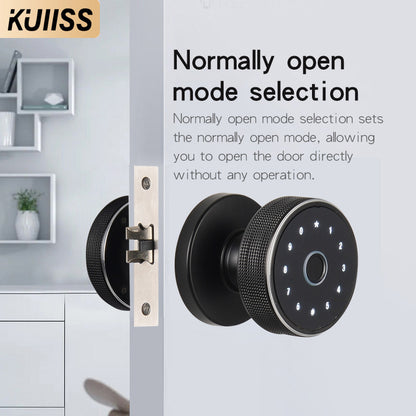 KUIISS Indoor Wooden Door Fingerprint Password Lock Graffiti Bluetooth Home Office Apartment Homestay Hotel Single Tongue Smart Lock Mobile App No Wiring No Battery Replacement