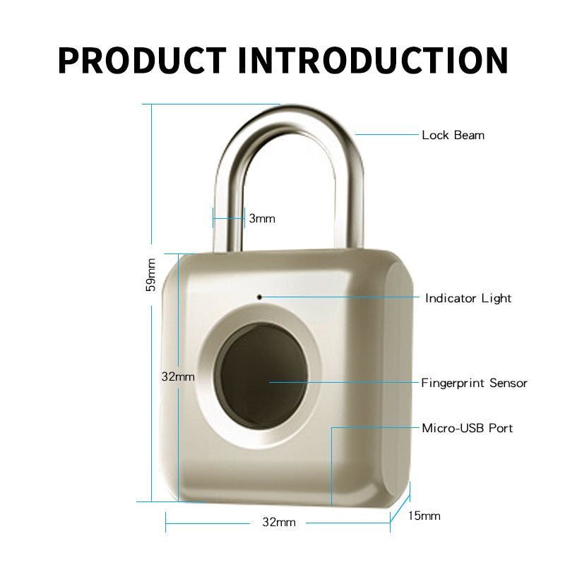 KUIISS intelligent fingerprint padlock waterproof anti-theft travel luggage storage cabinet door student dormitory drawer lock warehouse door lock