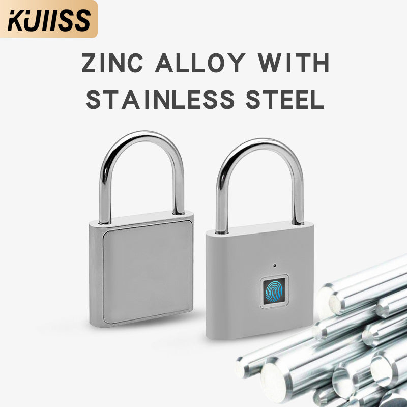 KUIISS household waterproof and rustproof fingerprint padlock intelligent electronic small lock telecommunications backpack bags Moss password padlock zinc alloy material