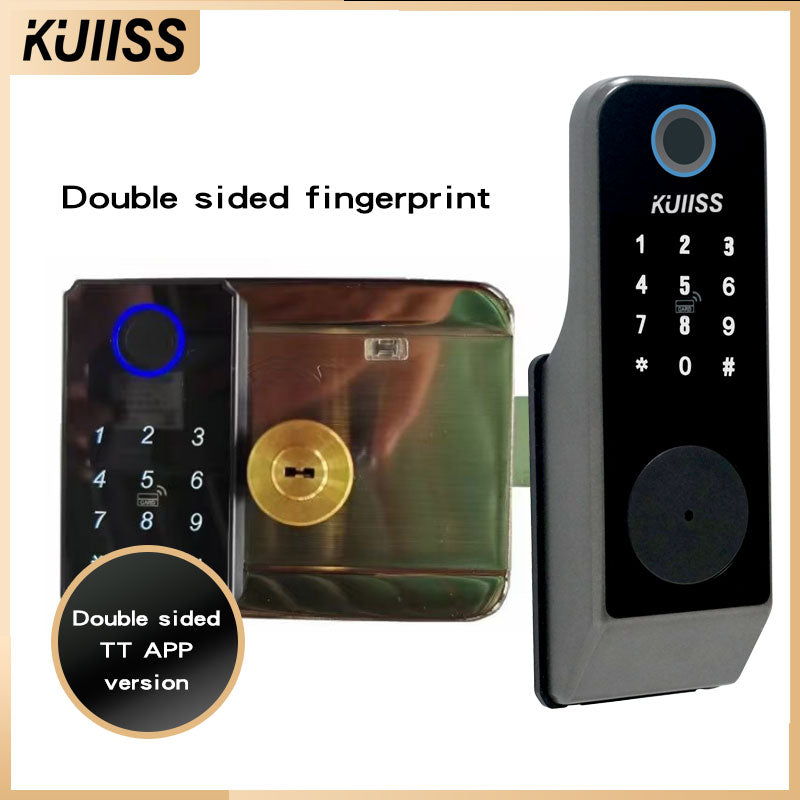 KUIISS double-sided cow head lock, external door lock, iron door, stainless steel door, anti-theft door, hollow door, wiring free fingerprint lock