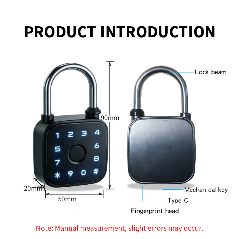 KUIISS intelligent fingerprint password padlock waterproof, rust proof, anti-theft cabinet dormitory door graffiti Bluetooth key lock