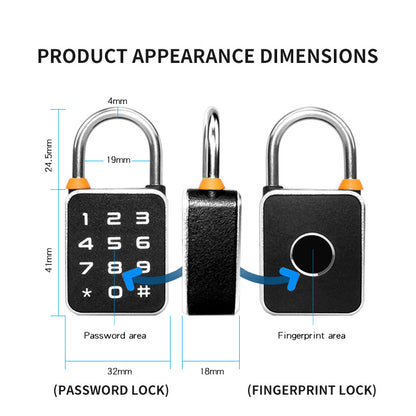 KUIISS Fingerprint Password Deadbolt Lock with Dual-Side Opening, Small Size, Outdoor Waterproof Graffiti Bluetooth Cabinet Anti-Theft Electronic Lock