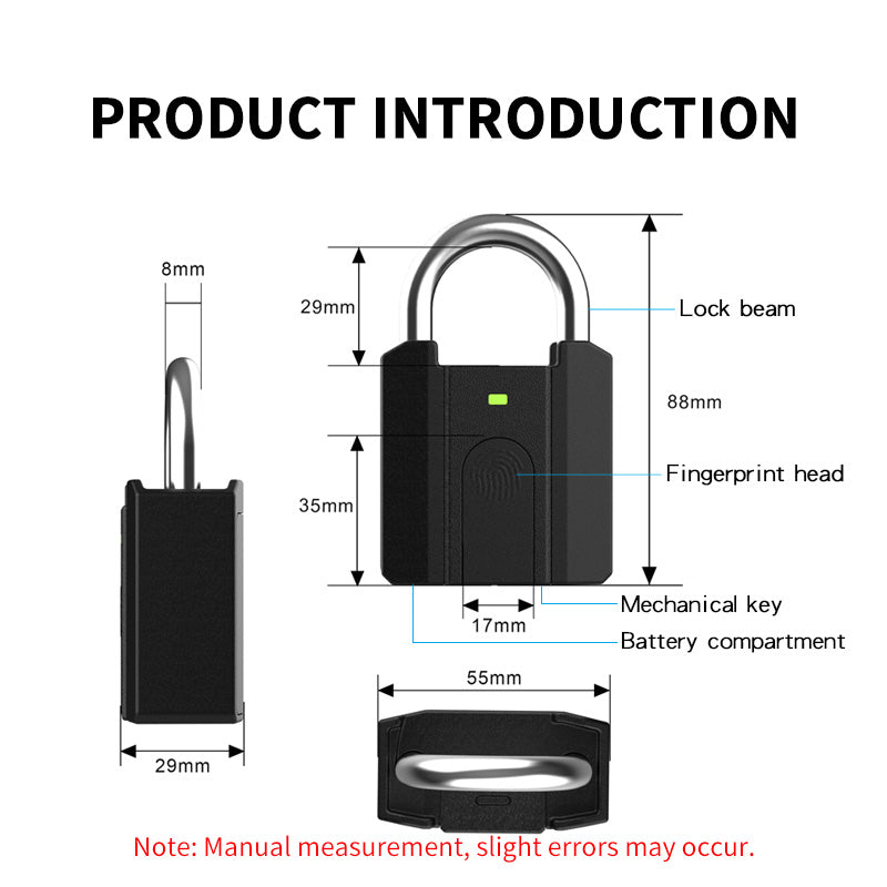 KUIISS Waterproof Fingerprint Digital Button Password Keychain Lock TuYa Bluetooth Warehouse Door Dormitory Door Electronic Lock