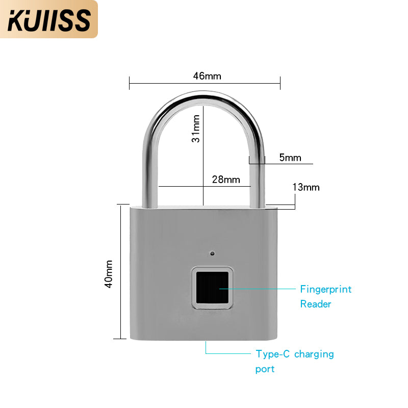 KUIISS Household Waterproof Rustproof Fingerprint Smart Electronic Backpack Bag Storage Cabinet Door Dormitory Drawer Lock Zinc Alloy Material