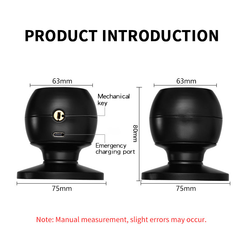 KUIISS Spherical Lock Tuya Fingerprint Lock Indoor Bedroom Office Password Room Wooden Door Smart Electronic Lock