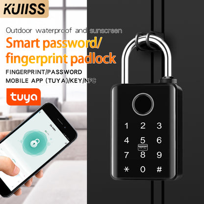 KUIISS Outdoor Waterproof Sunscreen Tuya Graffiti Bluetooth Smart Fingerprint Password Key Padlock Card Swipe NFC Electronic Door Lock