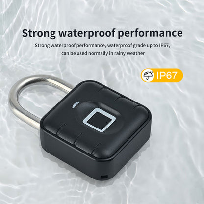 KUIISS Smart Fingerprint Password Button Household Waterproof Padlock Graffiti Student Dormitory Drawer Lock Warehouse Garage Door Lock