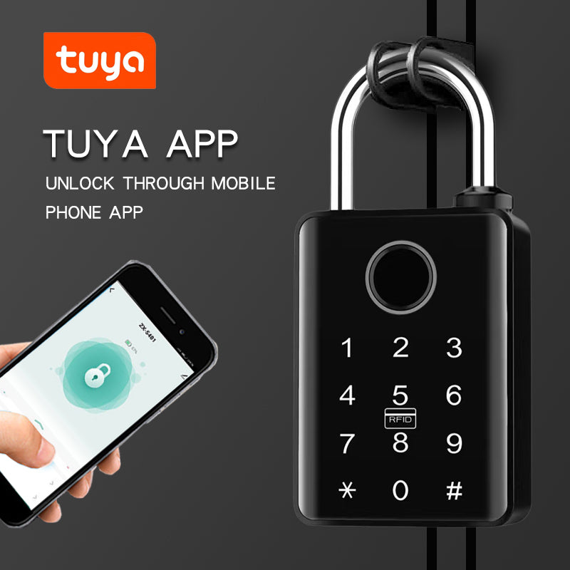 KUIISS Outdoor Waterproof Sunscreen Tuya Graffiti Bluetooth Smart Fingerprint Password Key Padlock Card Swipe NFC Electronic Door Lock