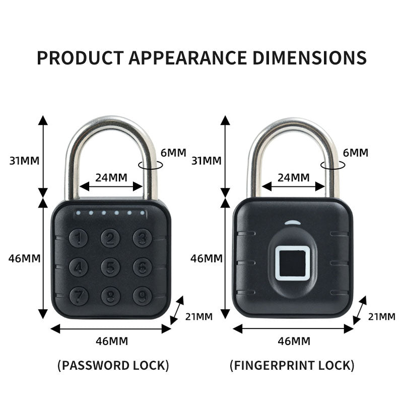 KUIISS Smart Fingerprint Password Button Household Waterproof Padlock Graffiti Student Dormitory Drawer Lock Warehouse Garage Door Lock