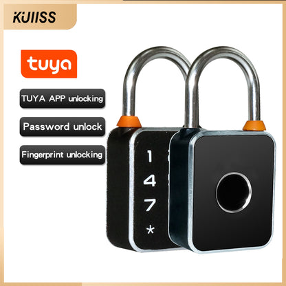 KUIISS Fingerprint Password Deadbolt Lock with Dual-Side Opening, Small Size, Outdoor Waterproof Graffiti Bluetooth Cabinet Anti-Theft Electronic Lock