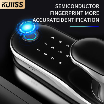 KUIISS graffiti WIFI indoor wooden door office intelligent fingerprint lock room bedroom electronic lock household password door lock