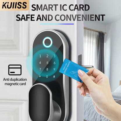 KUIISS graffiti WIFI indoor wooden door office intelligent fingerprint lock room bedroom electronic lock household password door lock