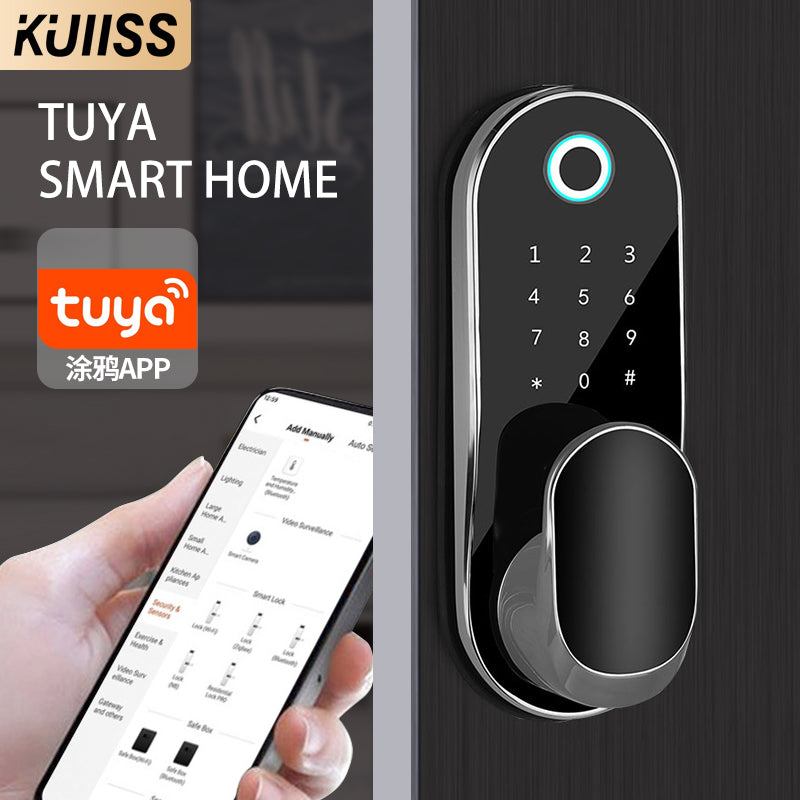 KUIISS graffiti WIFI indoor wooden door office intelligent fingerprint lock room bedroom electronic lock household password door lock