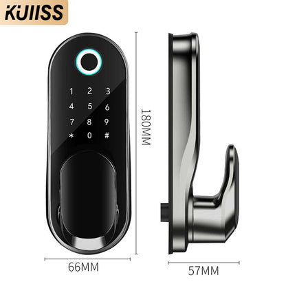 KUIISS graffiti WIFI indoor wooden door office intelligent fingerprint lock room bedroom electronic lock household password door lock