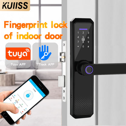 KUIISS Indoor Door Fingerprint Password Lock Tuya wifi Home Office TTlock Apartment Home Accommodation Hotel Wood Door Split Smart Lock Mobile App