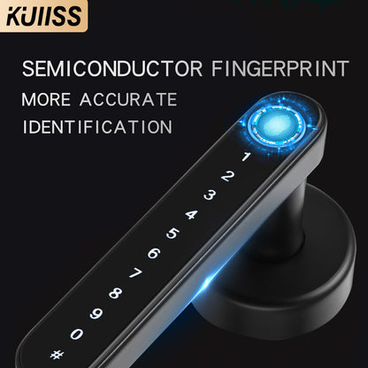 KUIISS Indoor Door Fingerprint Password Lock Tuya wifi Home Office Apartment Home Accommodation Hotel Wood Door Single Tongue Smart Lock Mobile App TTlock