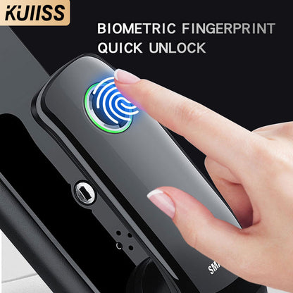 KUIISS Indoor Fully Automatic Graffiti Intelligent Access Lock Wood Door Fingerprint Password Lock Home Office Apartment Home Accommodation Intelligent Electronic Door Lock