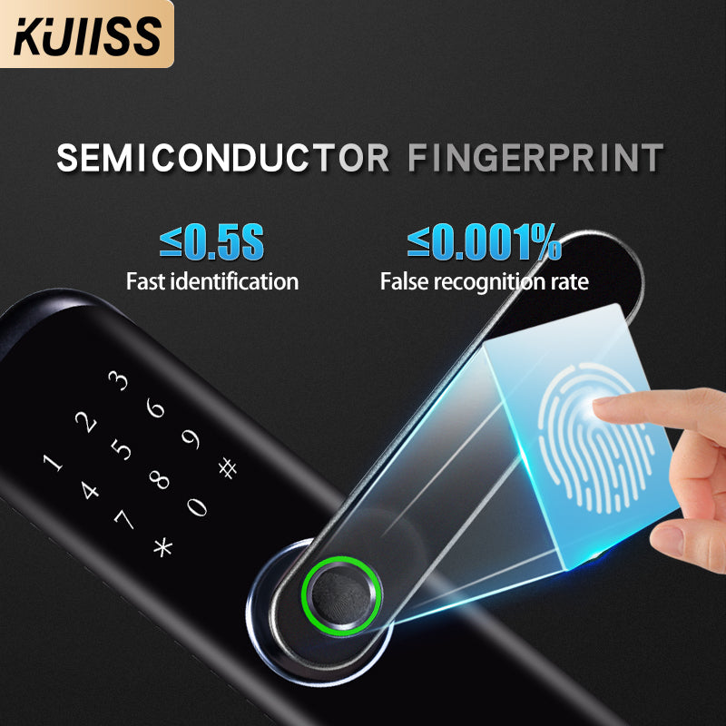 KUIISS Indoor Fingerprint Password Lock Tuya wifi Home Office Apartment Home Accommodation Hotel Wood Door Split Smart Lock Mobile App TTlock