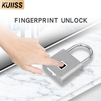 KUIISS household waterproof and rustproof fingerprint padlock intelligent electronic small lock telecommunications backpack bags Moss password padlock zinc alloy material