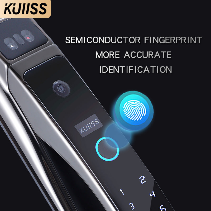 KUIISS Face Recognition Automatic Fingerprint Password Lock Visible Cat Eye Home Security Door Intelligent Electronic Door Lock