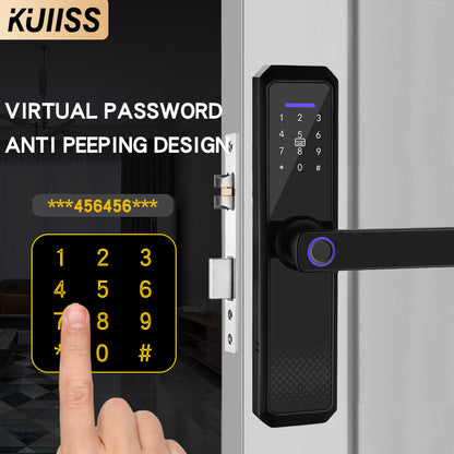 KUIISS Indoor Door Fingerprint Password Lock Tuya wifi Home Office TTlock Apartment Home Accommodation Hotel Wood Door Split Smart Lock Mobile App