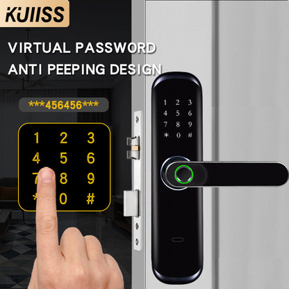 KUIISS Indoor Fingerprint Password Lock Tuya wifi Home Office Apartment Home Accommodation Hotel Wood Door Split Smart Lock Mobile App TTlock