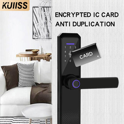 KUIISS Indoor Door Fingerprint Password Lock Tuya wifi Home Office TTlock Apartment Home Accommodation Hotel Wood Door Split Smart Lock Mobile App