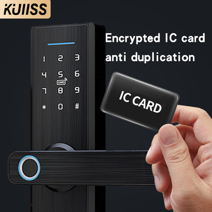 KUIISS Indoor Door Fingerprint Lock Access Lock TTlock Graffiti Tuya Wifi Home Office Apartment Home Accommodation Hotel Wood Door Split Smart Lock