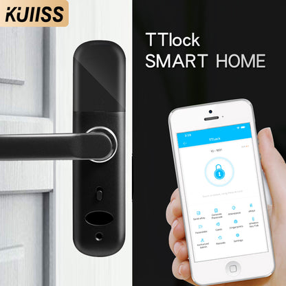 KUIISS Indoor Fingerprint Password Lock Tuya wifi Home Office Apartment Home Accommodation Hotel Wood Door Split Smart Lock Mobile App TTlock