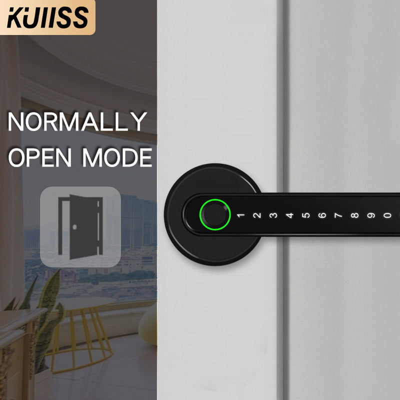 KUIISS Indoor Door Fingerprint Password Lock Tuya wifi Home Office Apartment Home Accommodation Hotel Wood Door Single Tongue Smart Lock Mobile App TTlock