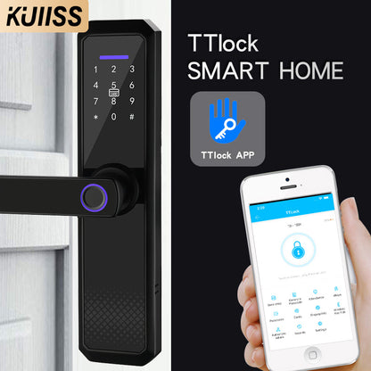 KUIISS Indoor Door Fingerprint Password Lock Tuya wifi Home Office TTlock Apartment Home Accommodation Hotel Wood Door Split Smart Lock Mobile App